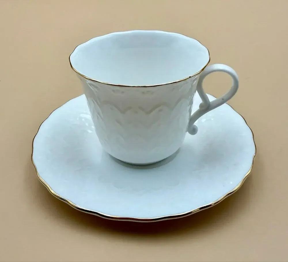 Naydanoff Collection Fine Bone China 2 Cup Saucer Sets Gold Trim Bulgaria